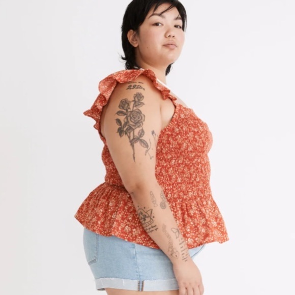 Madewell Plus Lucie Smocked Peplum Top in Piazza Floral NWT 24W - Picture 2 of 12